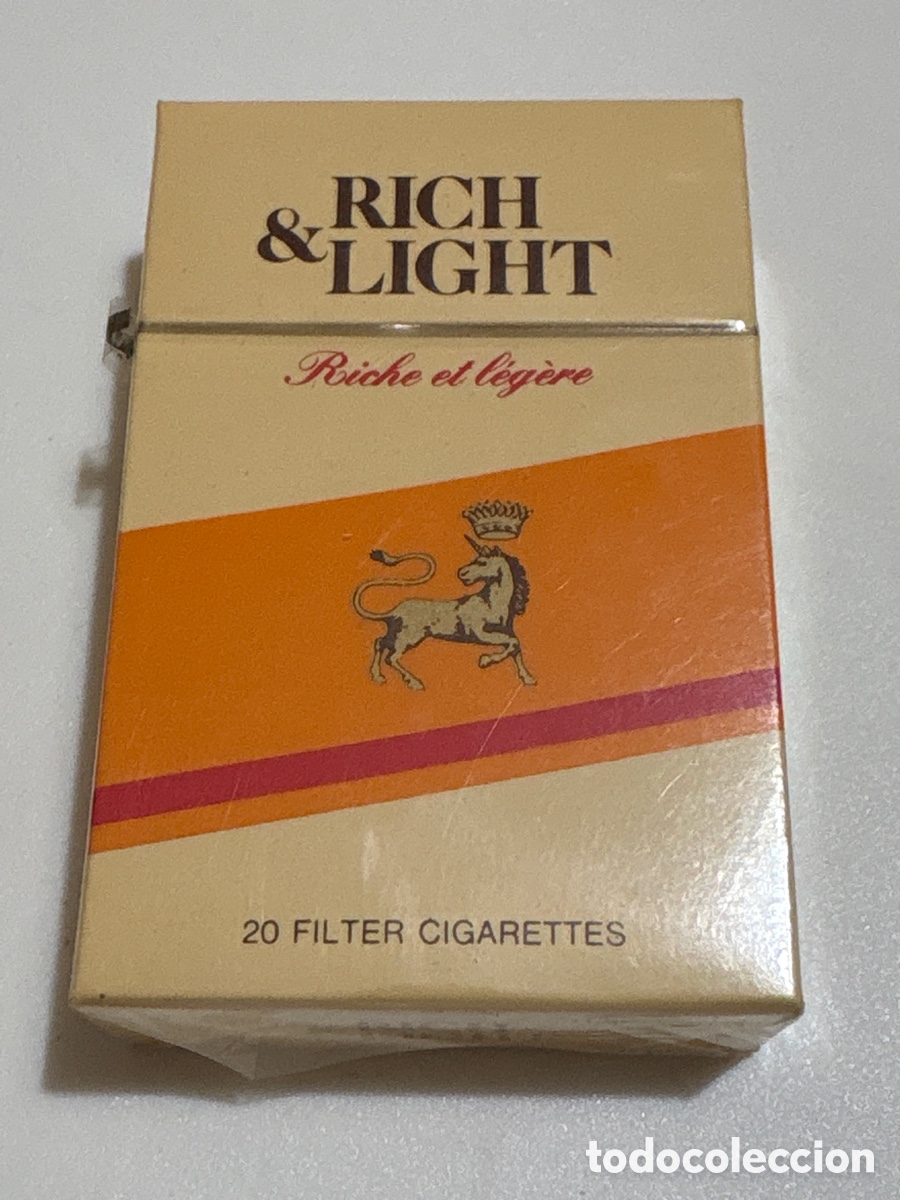Coleccionismo: PAQUETE DE CIGARRILLOS RICH & LIGHT ( TABACO)