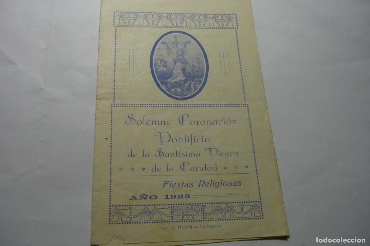 Coleccionismo: folleto triptico solemne coronacion stma.virgen caridad.-a&ntilde;o 1923 fiestas religiosas cartagena