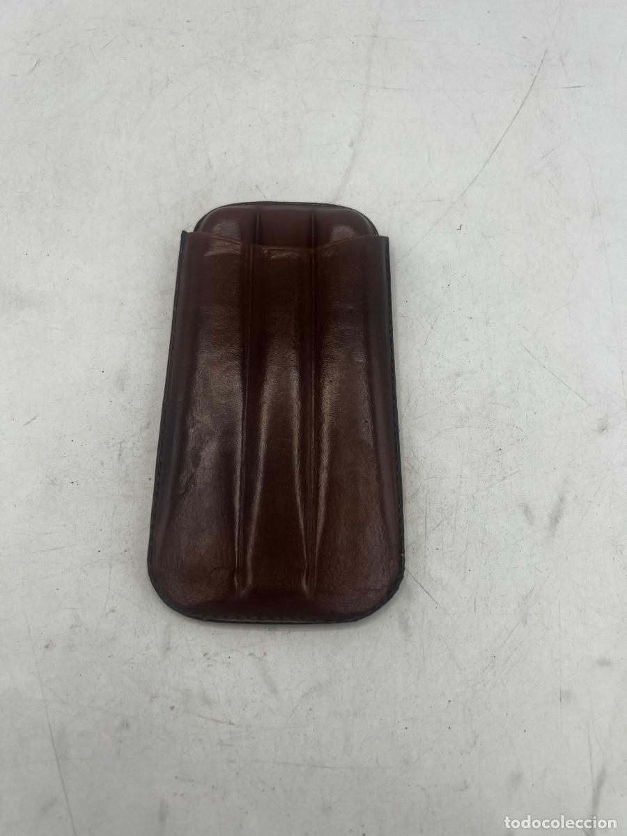 Coleccionismo: FUNDA DE PIEL PARA 3 PUROS. 14,5 x 7,5 CM.