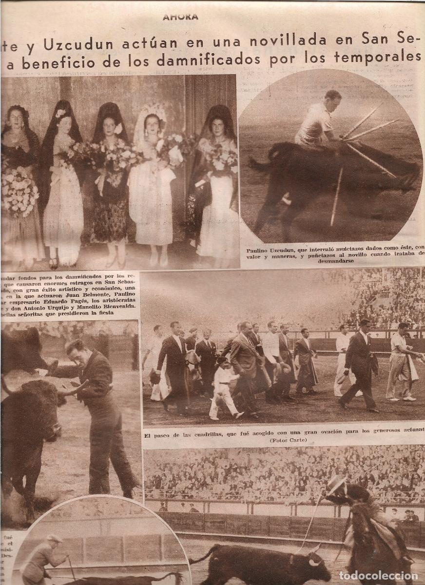 Coleccionismo: 1933 RECORTE PRENSA NOVILLADA BENEFICA DAMNIFICADOS TEMPORAL SAN SEBASTIAN TORERO BELMONTE UZCUDUN
