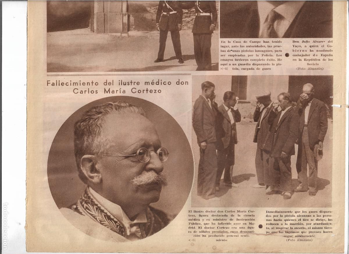Coleccionismo: A&Ntilde;O 1933 RECORTE PRENSA NOTICIA DE LA MUERTE DEL ILUSTRE MEDICO CARLOS MARIA CORTEZO