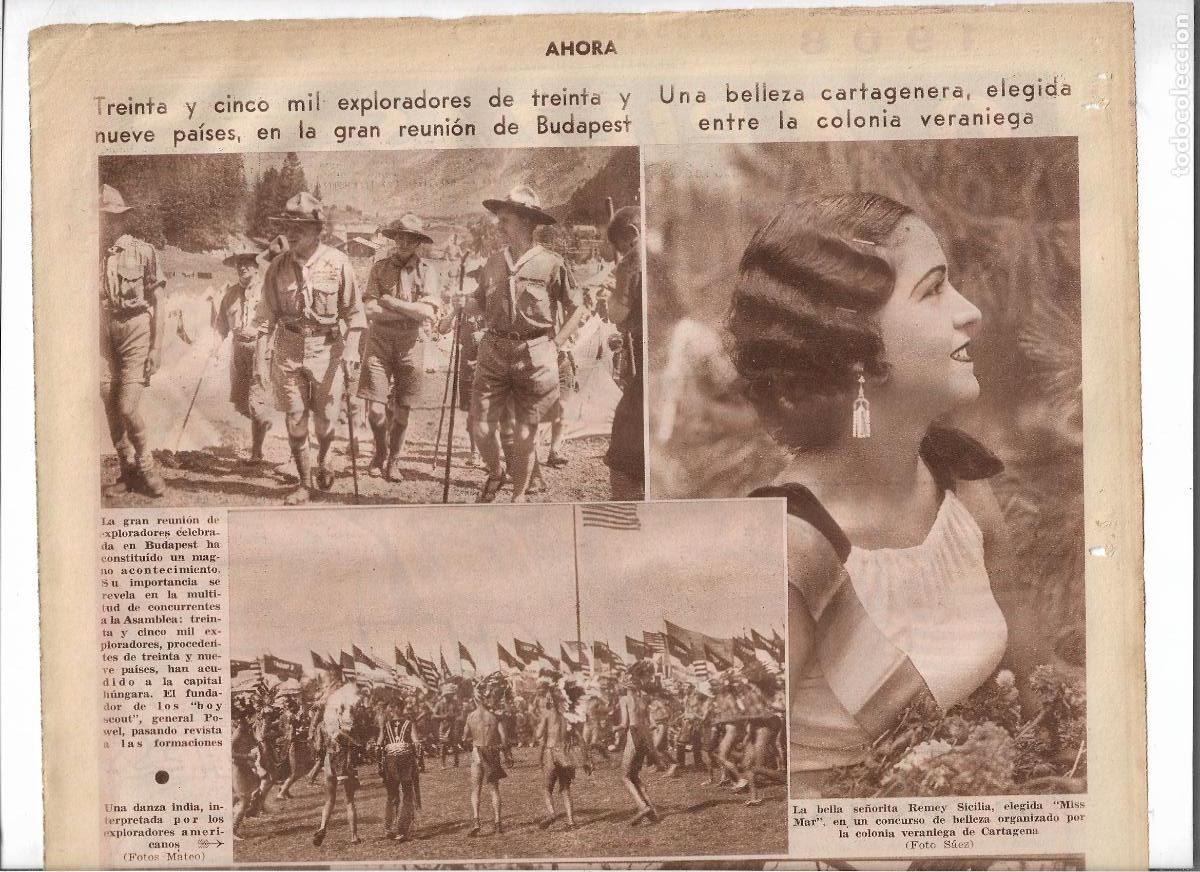 Coleccionismo: A&Ntilde;O 1933 RECORTE PRENSA REMEY REMEI SICILIA ELEGIDA MISS MAR COLONIA VERANIEGA DE CARTAGENA