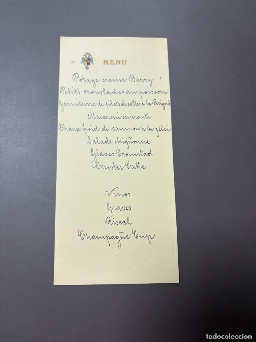 Coleccionismo: ANTIGUO MEN&Uacute; FRANC&Eacute;S MANUSCRITO CON ESCUDO &Aacute;GUILA