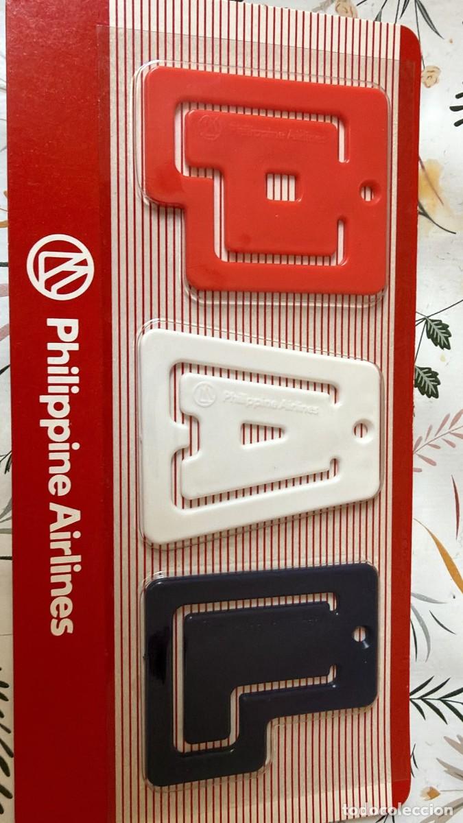 Coleccionismo: Etiquetas equipaje vintage Philippine Airlines PAL &ndash; set 3 &ndash; nuevas en blister original