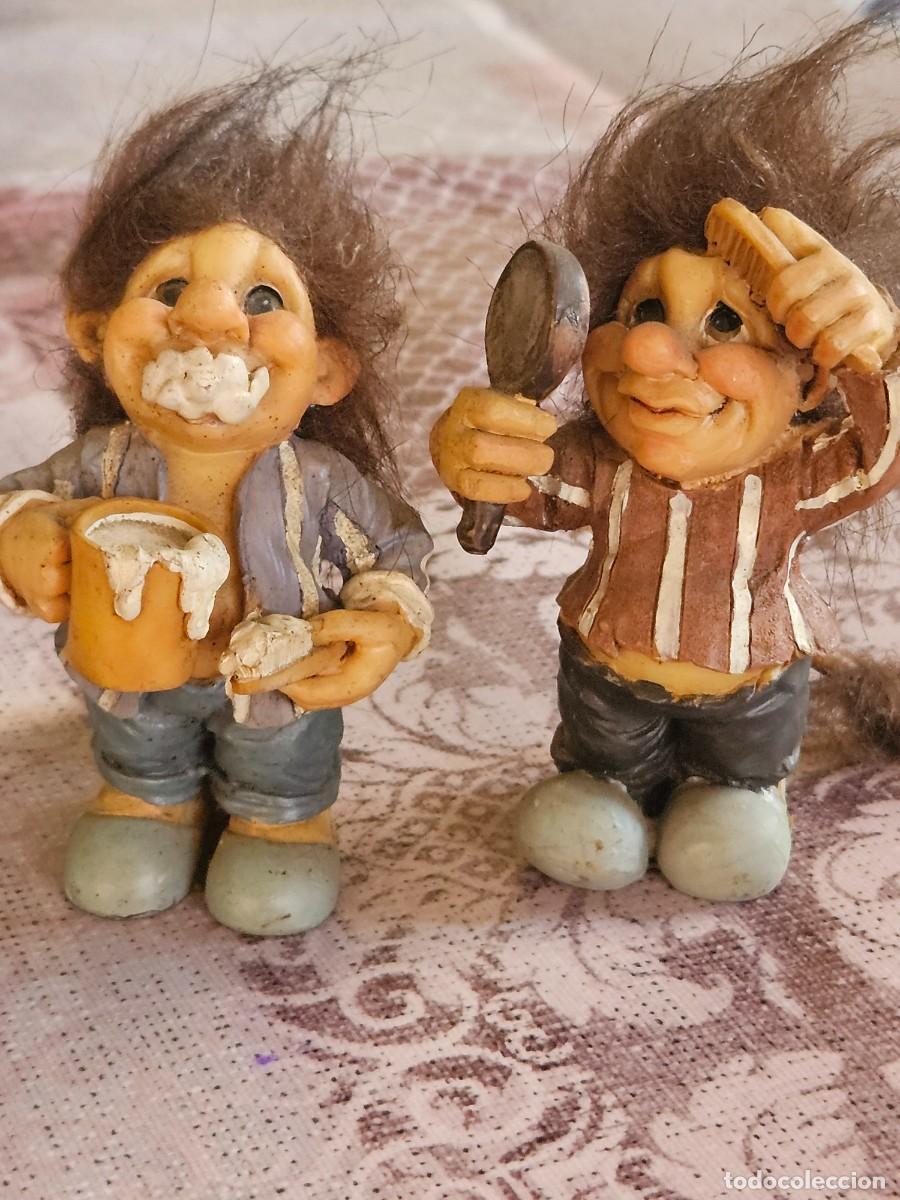 Coleccionismo: Lote De Dos Figuras Nuevas De Resina Vintage De Colecci&oacute;n Decorativas De Trolls Noruegos.