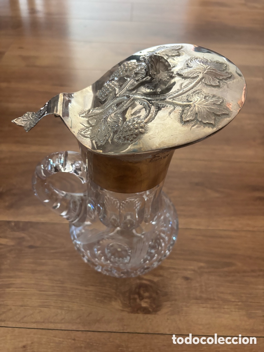 Coleccionismo: Preciosa jarra en plata y cristal.