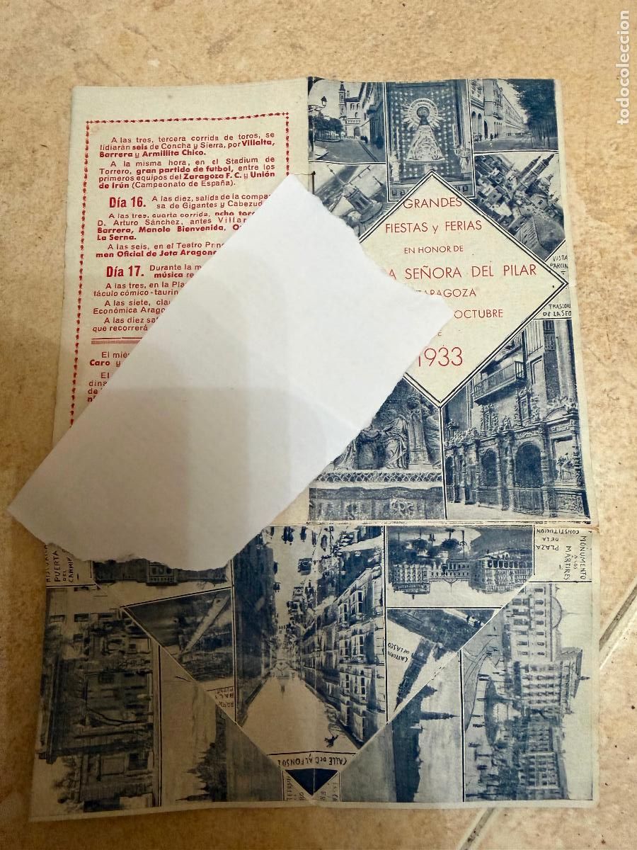 Coleccionismo: Programa de fiestas virgen del pilar 1933