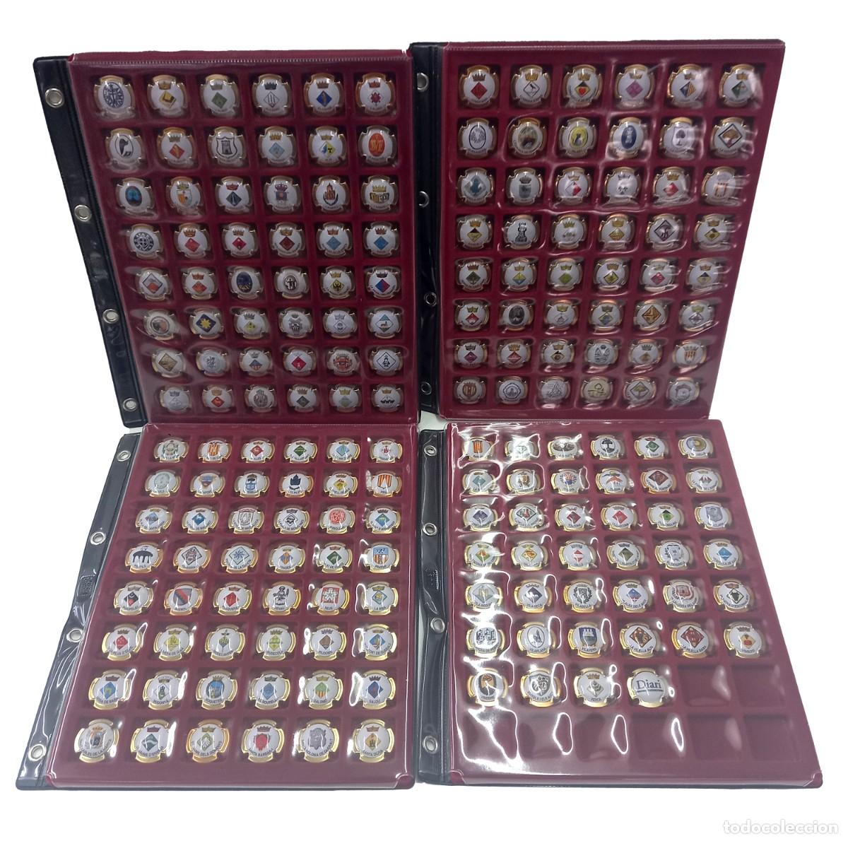 Coleccionismo: Colecci&oacute;n de 4 p&aacute;ginas. Chapas de cava sobre escudos de los ayuntamientos de la provincia de Tar