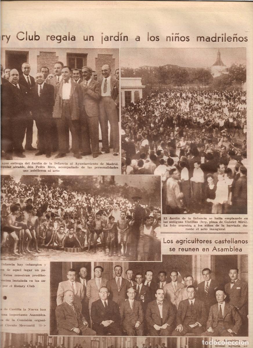 Coleccionismo: A&Ntilde;O 1933 RECORTE PRENSA EL ROTARY CLUB REGALA EL JARDIN DE LA INFANCIA AL AYUNTAMIENTO DE MADRID