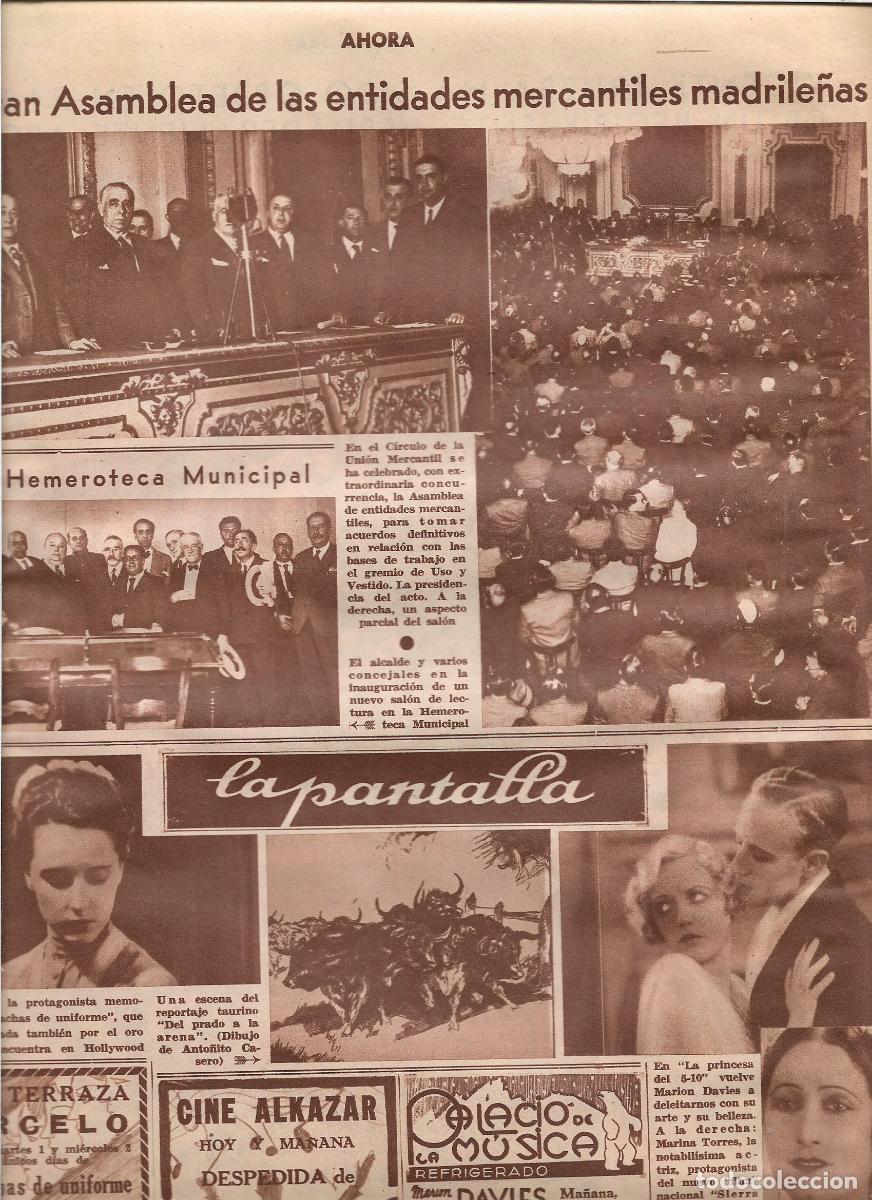 Coleccionismo: A&Ntilde;O 1933 RECORTE PRENSA MADRID INAUGURACION DE NUEVO SALON LECTURA DE LA HEMEROTECA AUTORIDADES