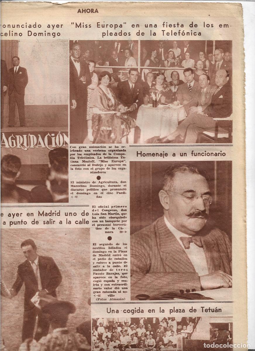 Coleccionismo: A&Ntilde;O 1933 RECORTE PRENSA TATIANA MASLOFF MISS EUROPA EN UNA FIESTA DE LOS EMPLEADOS DE TELEFONICA