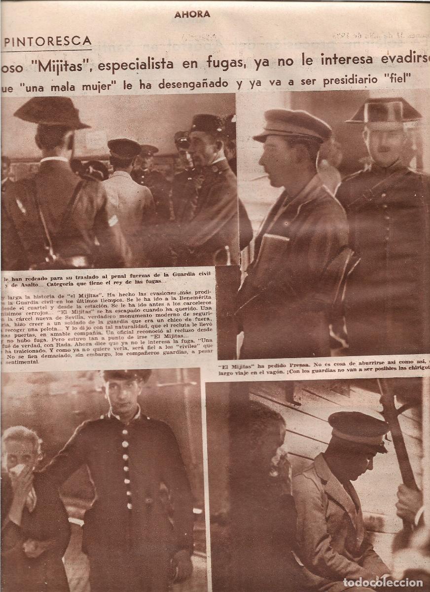 Coleccionismo: 1933 RECORTE PRENSA EL MIJITAS PISTOLERO ESPECIALISTA EN FUGAS EN PRISION YA NO LE INTERESA FUGARSE