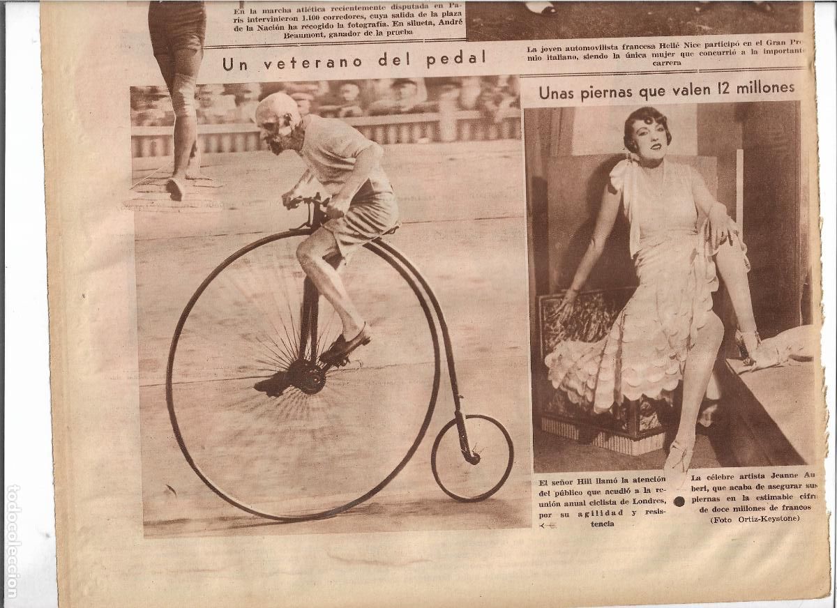Coleccionismo: A&Ntilde;O 1933 RECORTE PRENSA ARTISTA JEANNE AUBERT ASEGURA SUS PIERNAS POR 12 MILLONES DE FRANCOS