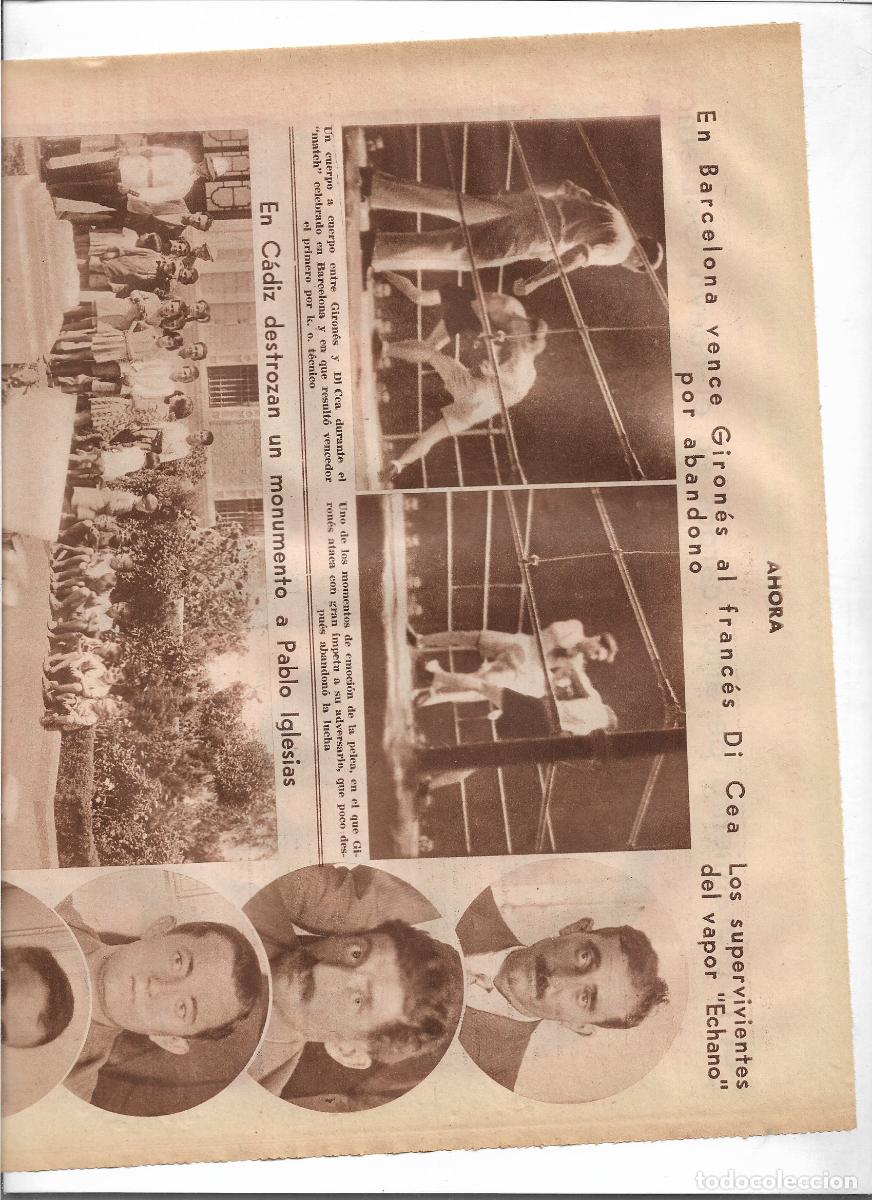 Coleccionismo: A&Ntilde;O 1933 RECORTE PRENSA BARCELONA COMBATE BOXEO GIRONES GANA AL FRANCES DI CEA POR ABANDONO