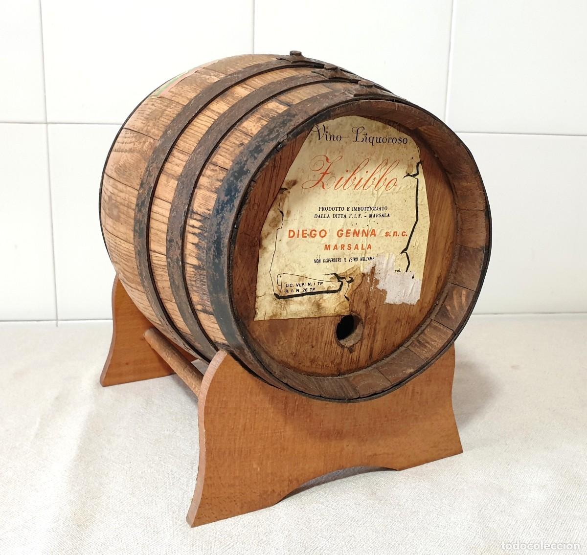 Coleccionismo: Barril de mesa de roble Zibibbo vintage de los a&ntilde;os 70 con soporte de colecci&oacute;n