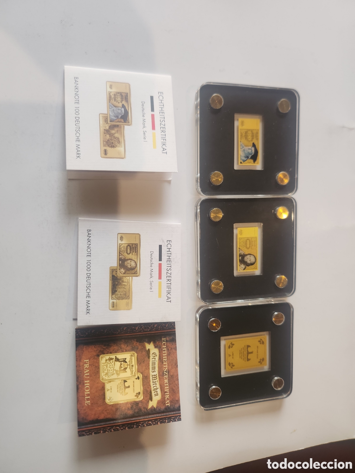 Coleccionismo: 3 l&aacute;minas de oro con sus certificados