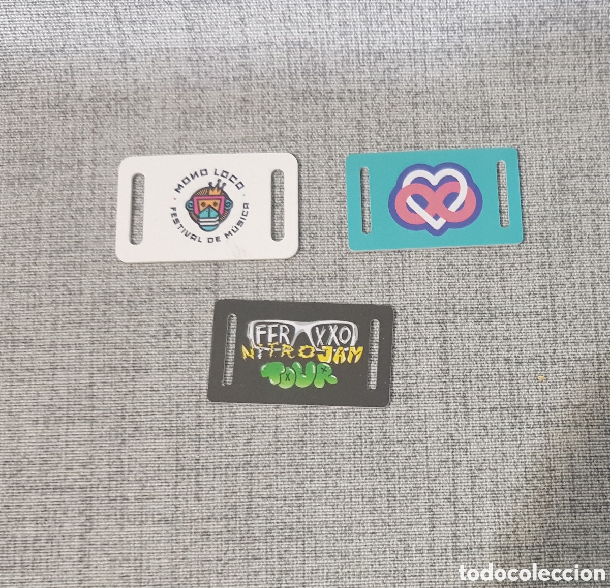 Coleccionismo: 3 x ETIQUETA IDENTIFICATIVA ACCESO FESTIVAL PULSERA MONO LOCO FERXXO NITRO JAM TOUR BOOMBASTIC