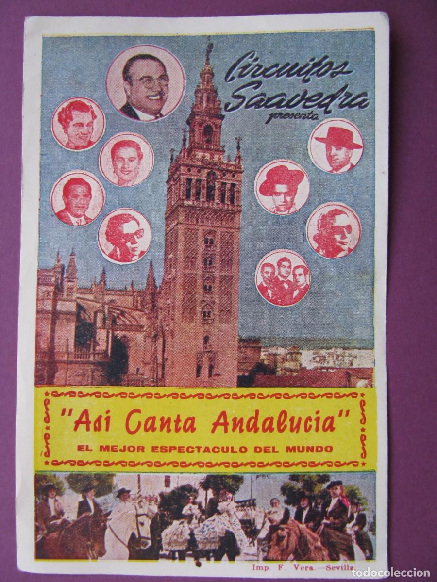 Coleccionismo: ASI CANTA ANDALUCIA. PLAZA TOROS DE GRANADA. 1957 CIRCUITOS SAAVEDRA. 15X10 CM