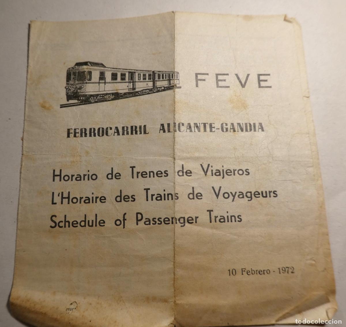 Coleccionismo: Folleto del Ferrocarril Alicante - Gandia 1972
