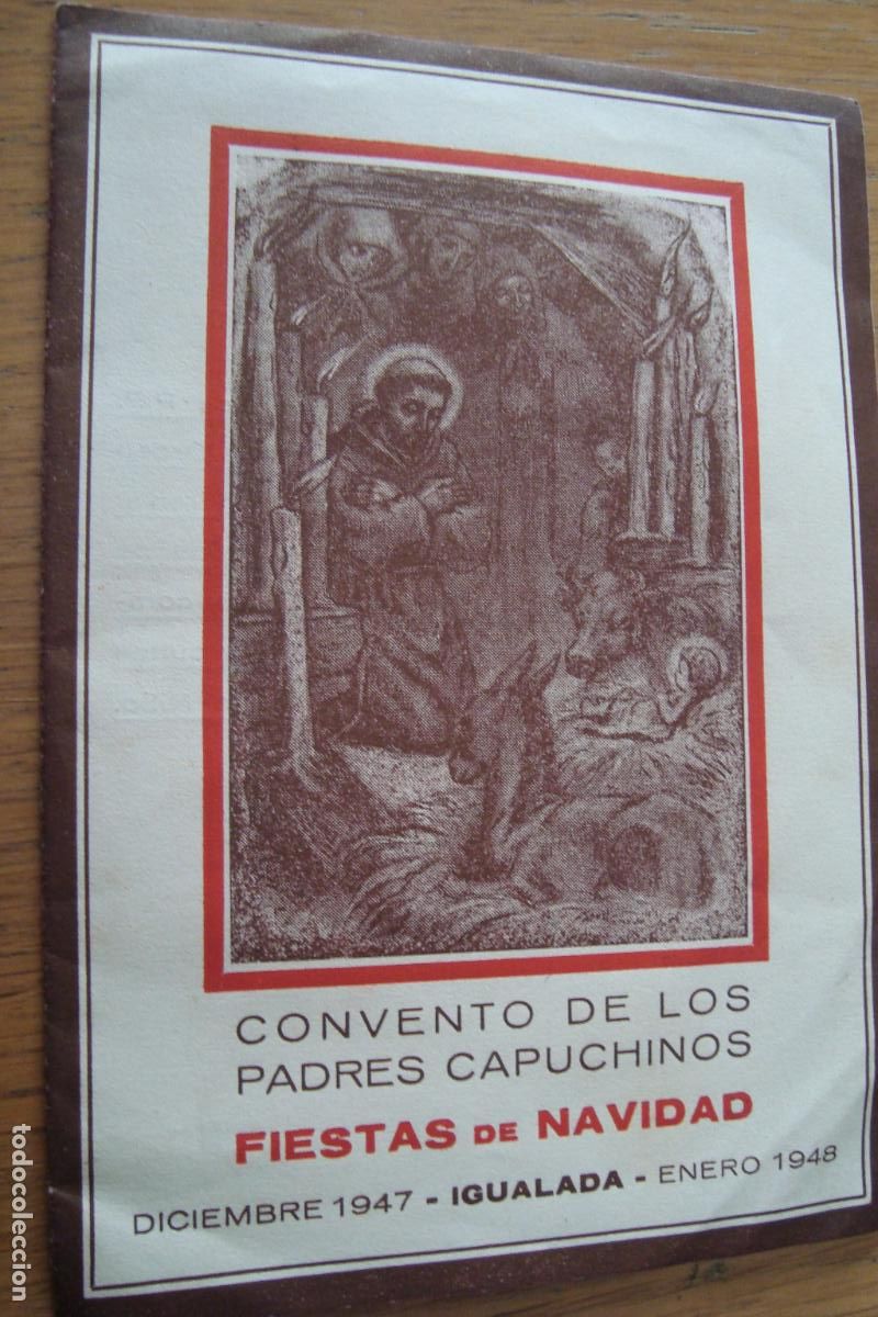 Coleccionismo: ANTIGUO PROGRAMA FIESTAS NAVIDAD. CONVENTO CAPUCHINOS IGUALADA 1948.