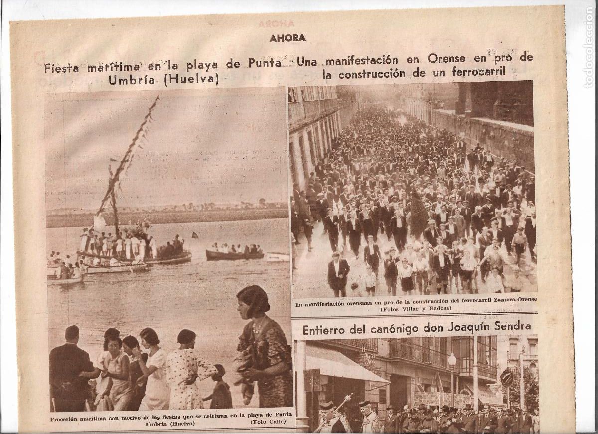 Coleccionismo: A&Ntilde;O 1933 RECORTE PRENSA PLAYA DE PUNTA UMBRIA HUELVA FIESTA MARINERA PROCESION MARITIMA
