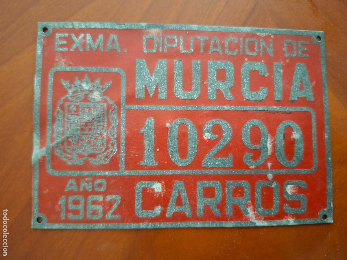 Coleccionismo: ANTIGUA MATRICULA CARRO MURCIA 1962