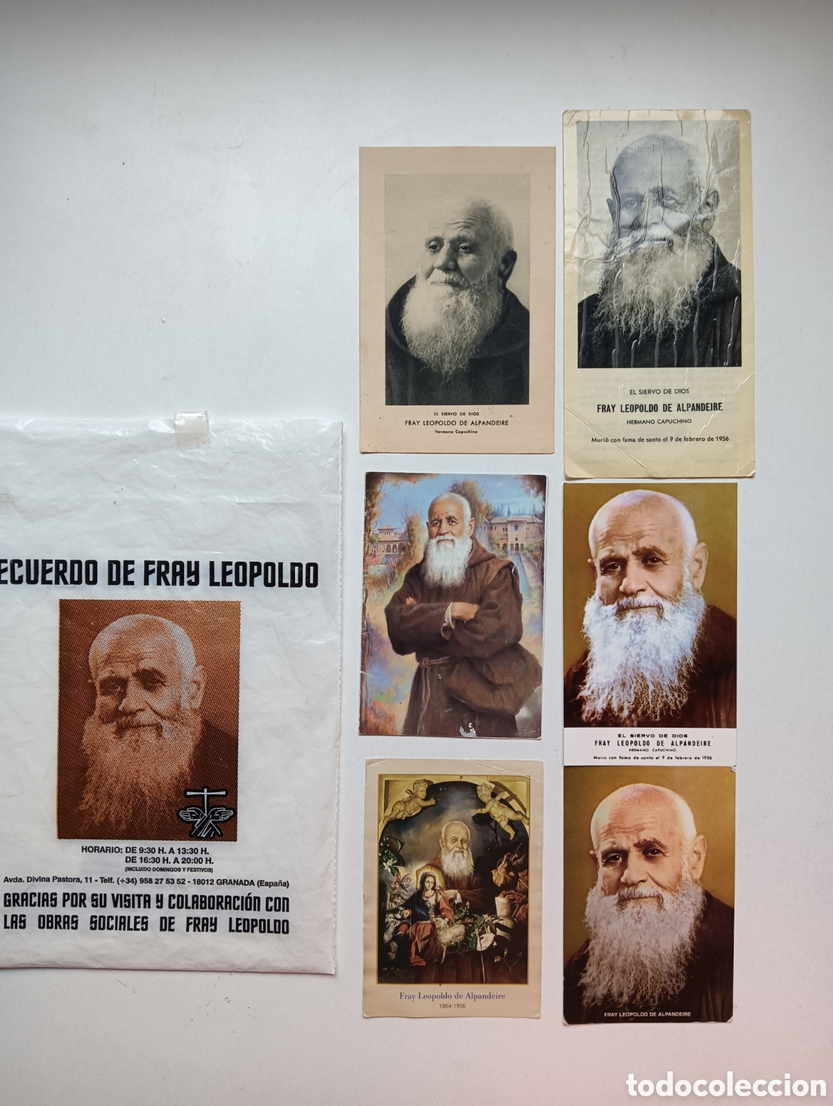Coleccionismo: Fray Leopoldo de Alpandeire 6 estampas diferentes + bolsa