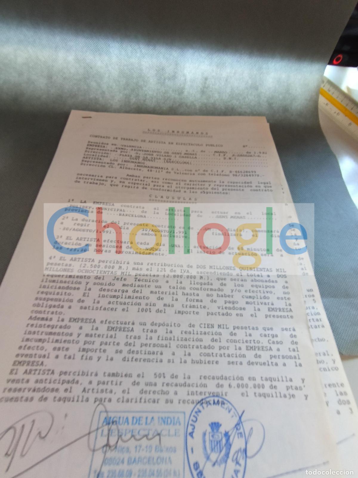 Coleccionismo: Contrato Los Inhumanos en Sentmenat 1991