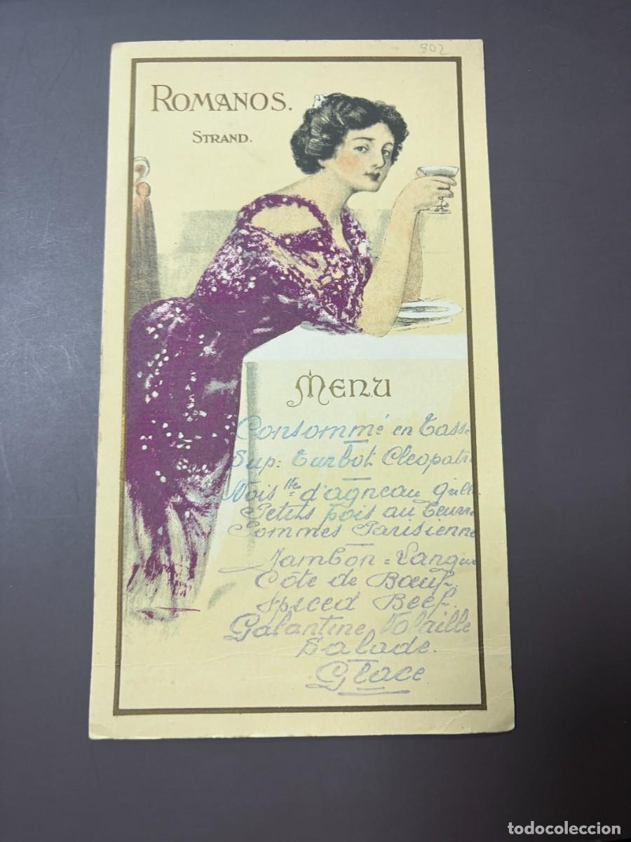 Coleccionismo: ANTIGUO MEN&Uacute; ILUSTRADO DEL RESTAURANTE ROMANO&rsquo;S STRAND &ndash; LONDRES &ndash; PRINCIPIOS SIGLO XX