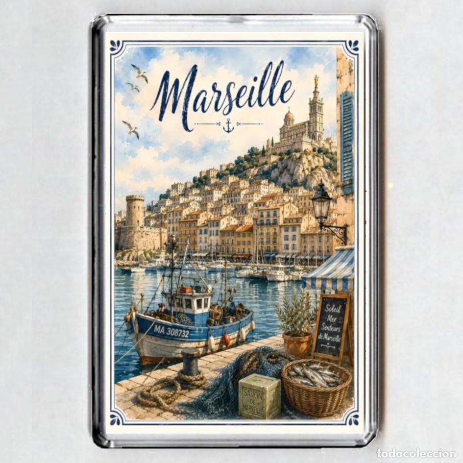 Coleccionismo: iMAN ACRILICO NEVERA - MARSELLA (Marseille) Francia