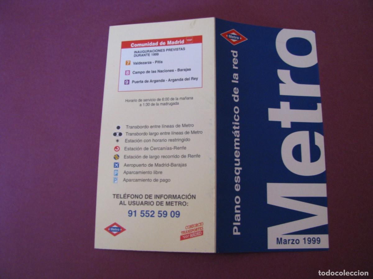 Coleccionismo: PLANO METRO DE MADRID. MARZO 1999. 13X6,5 CM. DIPTICA.