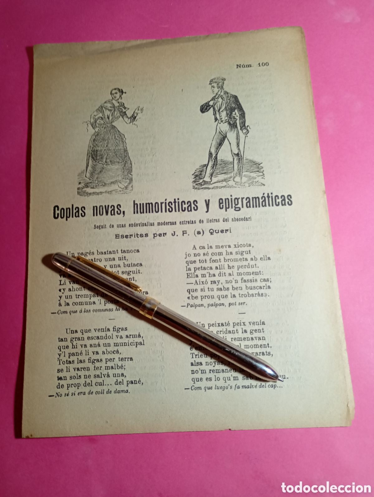 Coleccionismo: PLIEGO CORDEL ANTIGUO coplas novas humor&iacute;sticas y epigram&aacute;ticas en catal&agrave;