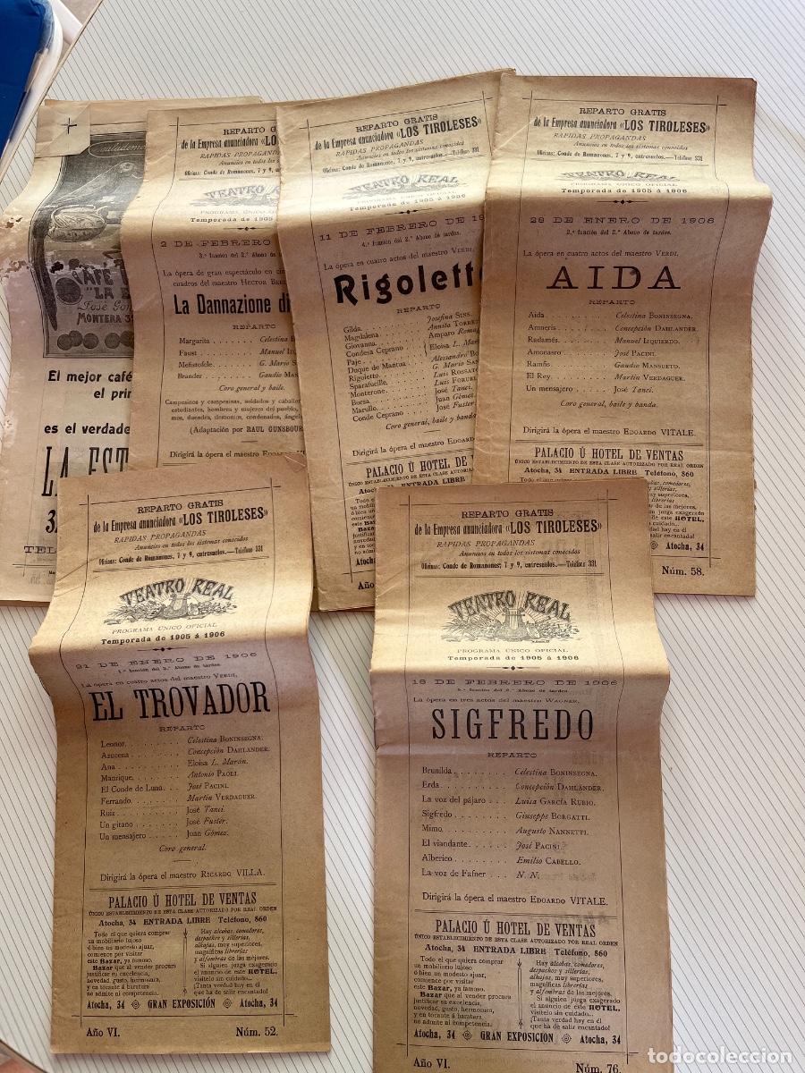 Coleccionismo: 6 programas de mano de El Real, 1906