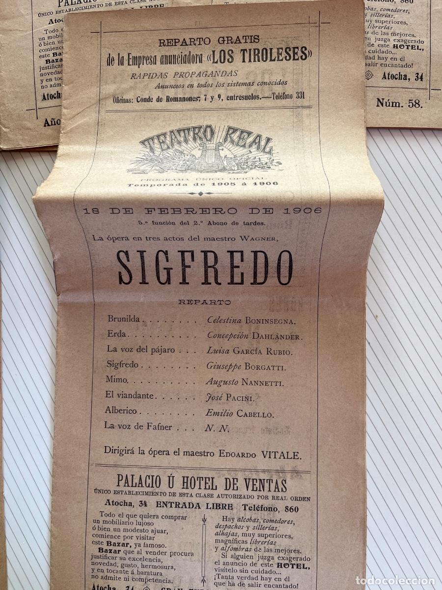 Coleccionismo: 6 programas de mano de El Real, 1906 - Foto 2