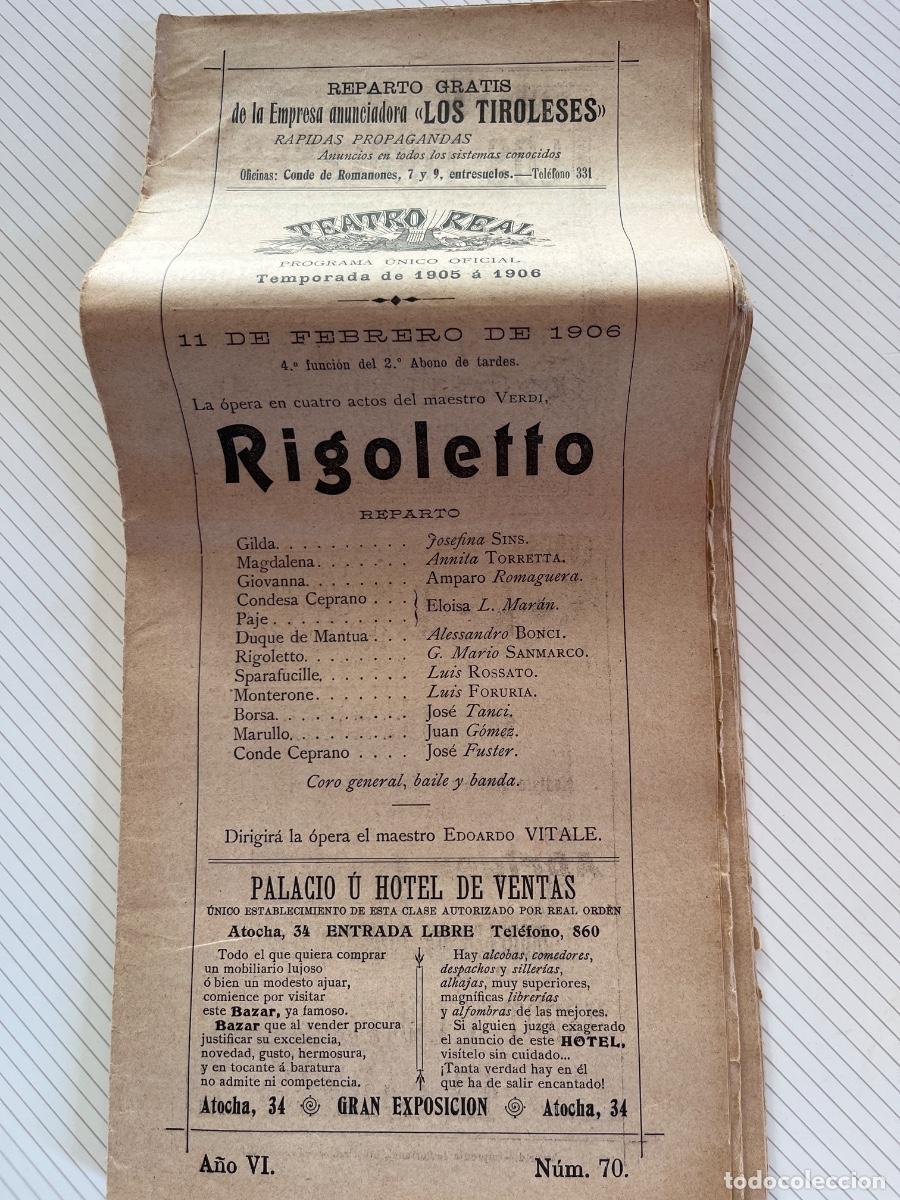 Coleccionismo: 6 programas de mano de El Real, 1906 - Foto 5