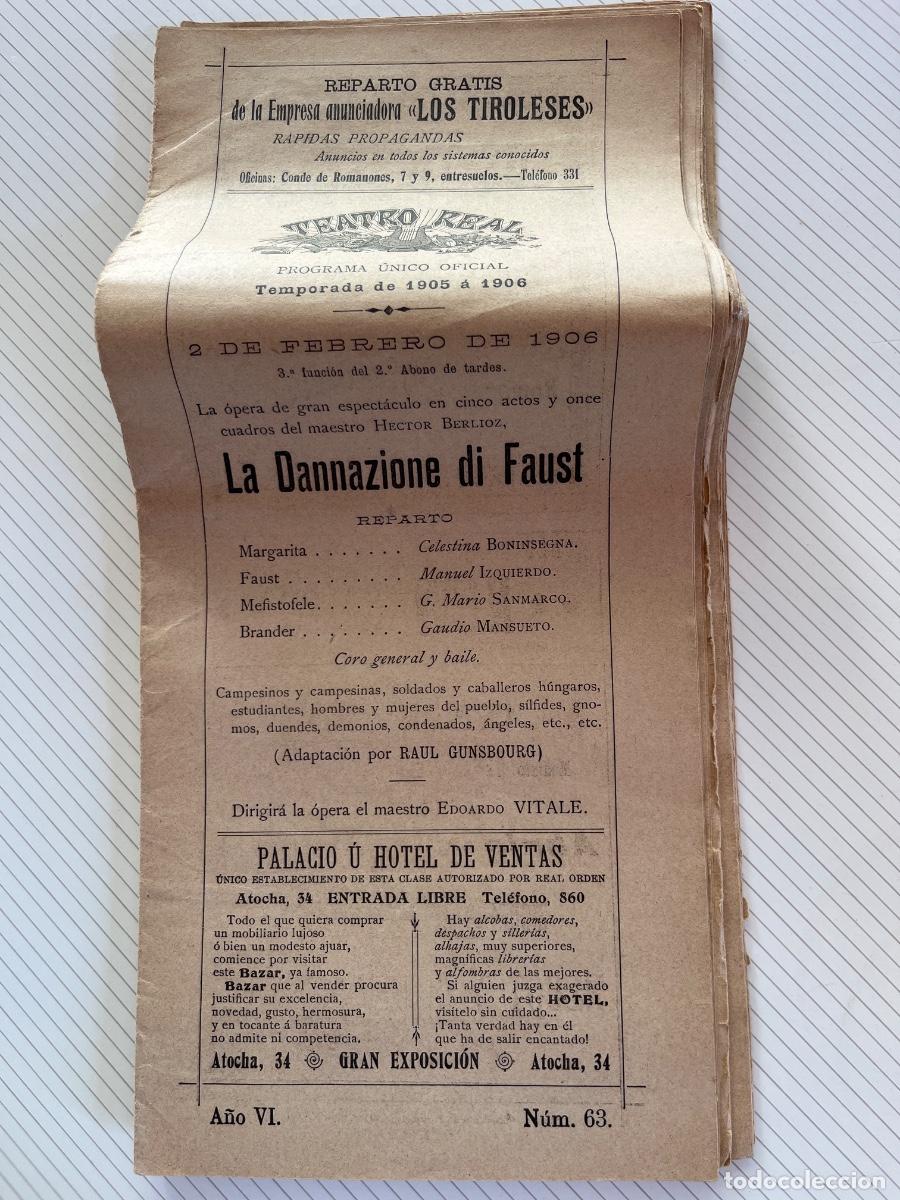 Coleccionismo: 6 programas de mano de El Real, 1906 - Foto 6