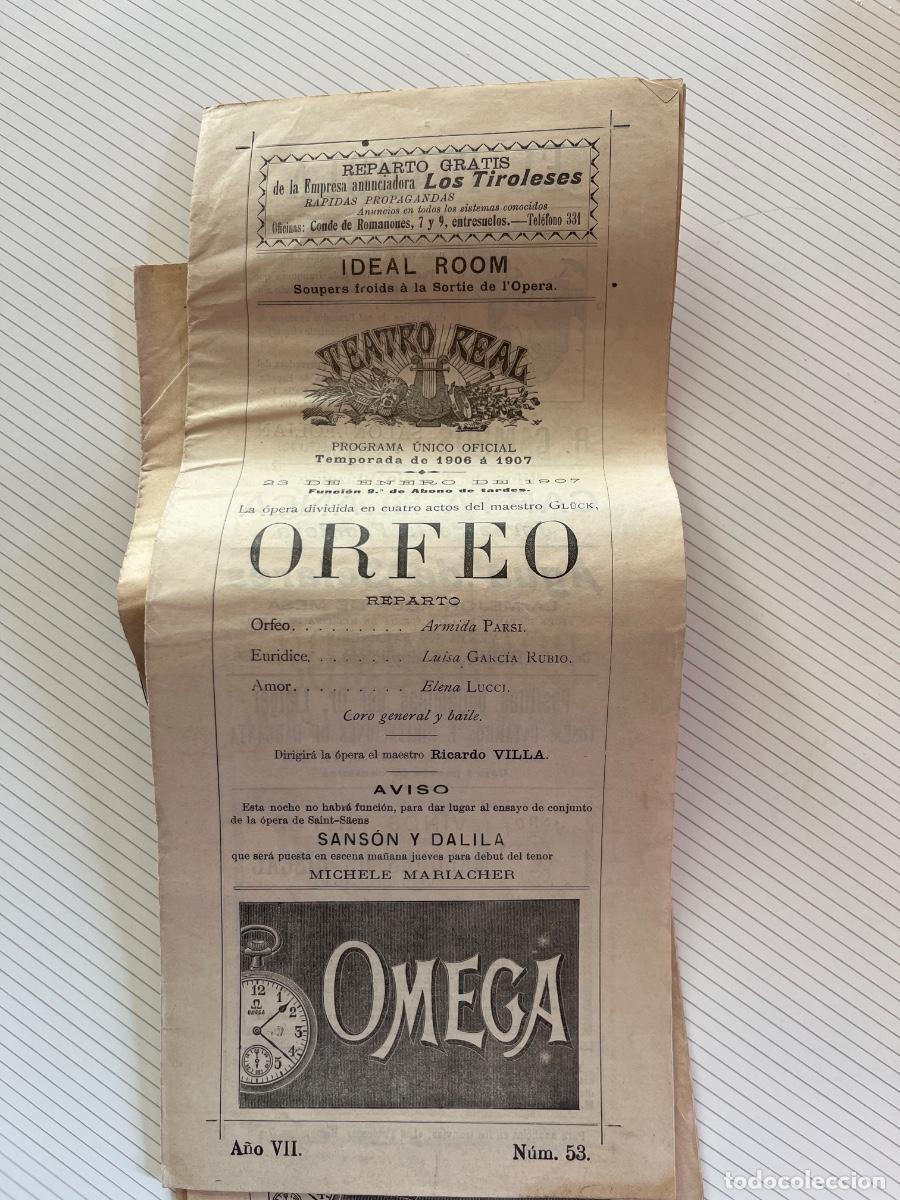 Coleccionismo: 5 programas de mano de El Real, enero de 1907 - Foto 5
