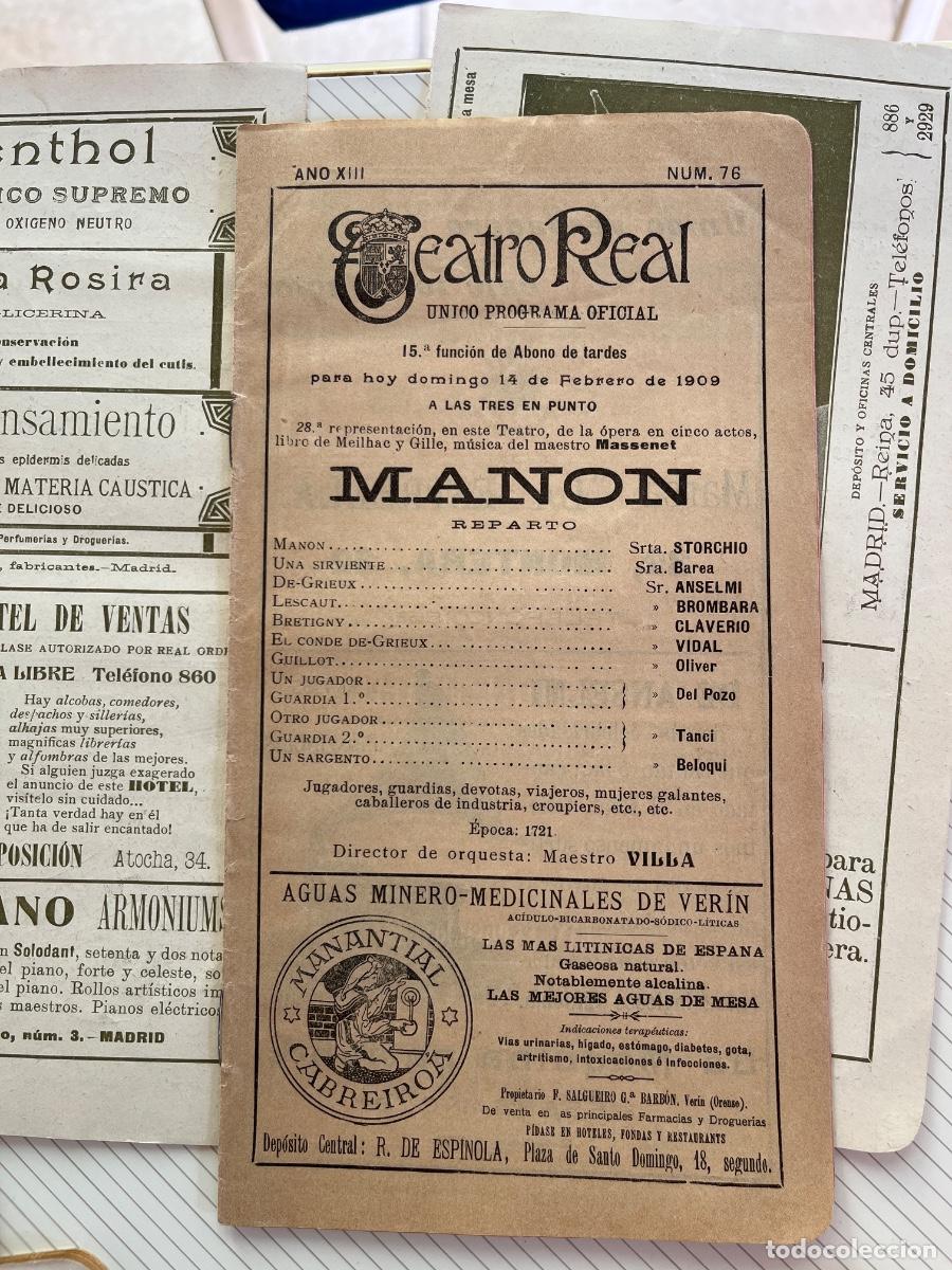 Coleccionismo: 8 programas de mano de El Real de 1909 - Foto 3