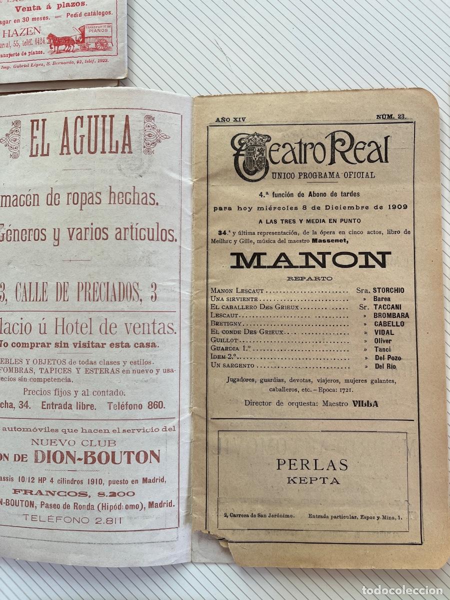 Coleccionismo: 8 programas de mano de El Real de 1909 - Foto 5