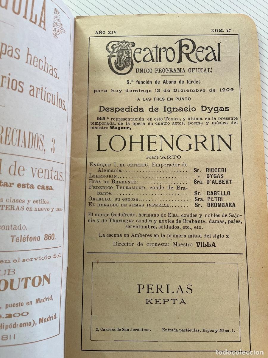 Coleccionismo: 8 programas de mano de El Real de 1909 - Foto 7