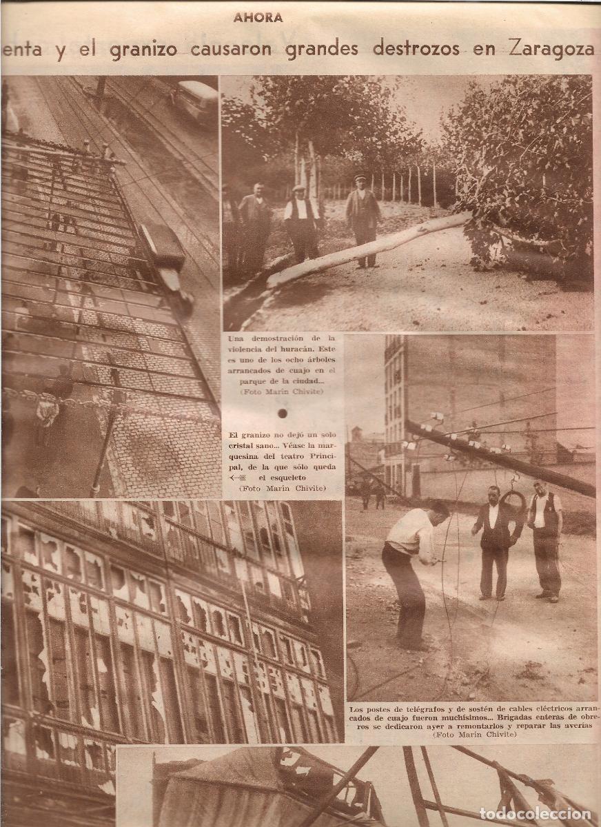 Coleccionismo: A&Ntilde;O 1933 RECORTE PRENSA TEMPORAL EN ZARAGOZA GRANIZO TORMENTA DESTROZOS TEATRO PRINCIPAL