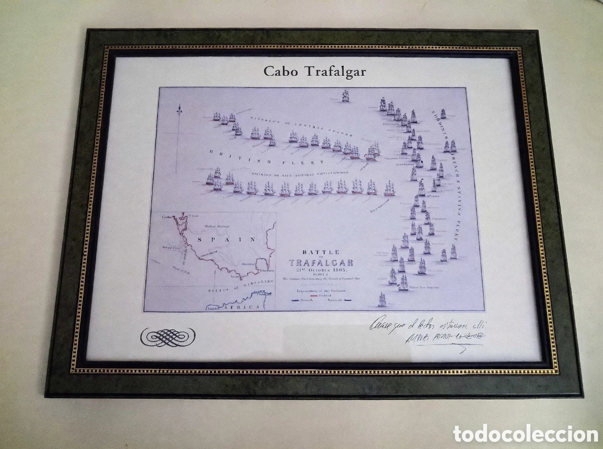 Coleccionismo: Cuadro L&aacute;mina Batalla Trafalgar 21 Octubre 1805 + Cita Arturo P&eacute;rez-Reverte &rdquo;Quise que el lector est