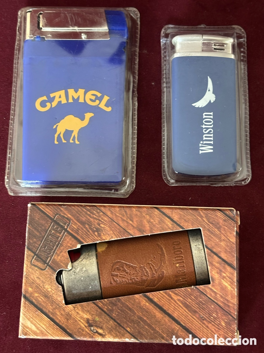 Coleccionismo: WINSTON, CAMEL, MARLBORO MECHEROS Y FUNDA