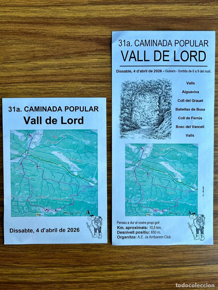 Coleccionismo: 31 CAMINADA POPULAR VALL DE LORD 2026 FULLET I FULL CONTROLS SEGELLAT A. EXCURSIONISTA JA ARRIBAREM