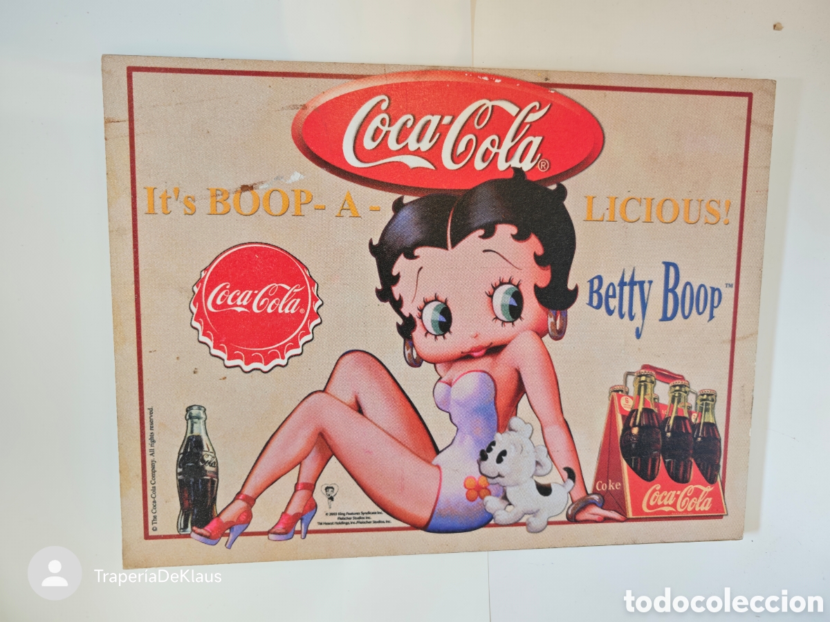 Coleccionismo: cuadro decorativo de madera/DM publicitario de Coca-Cola con Betty Boop - car245