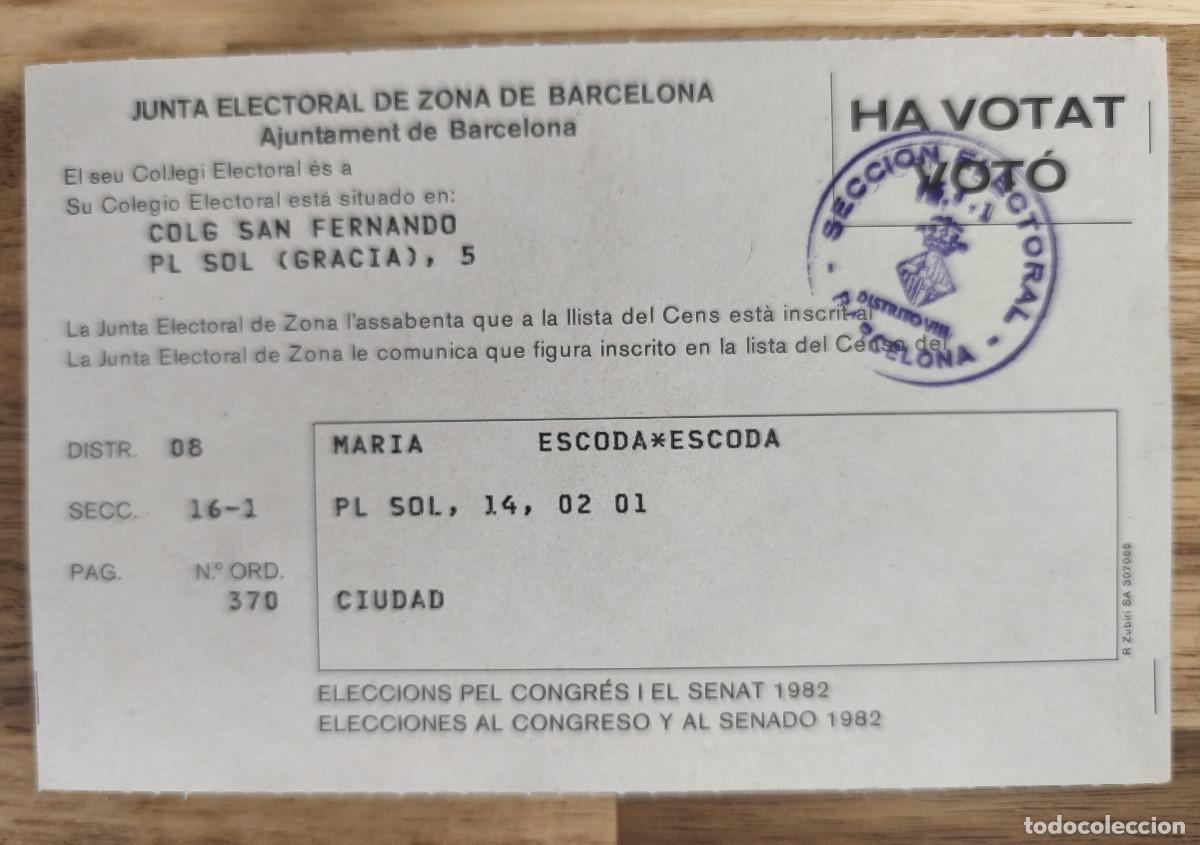 Coleccionismo: Justificaci&oacute;n VOTO ELECCIONES 1982