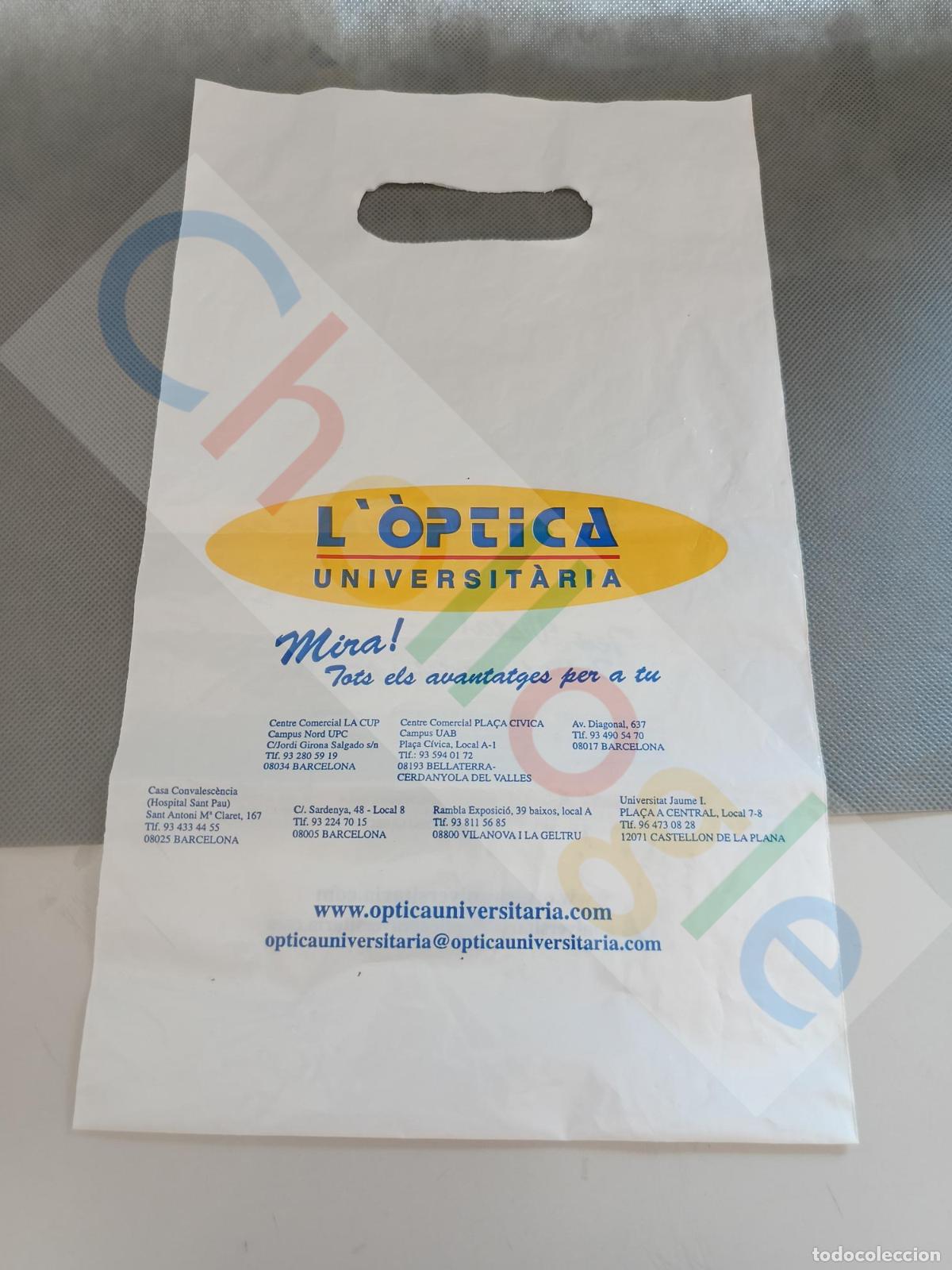 Coleccionismo: bolsa de plastico publicitaria optica universitaria