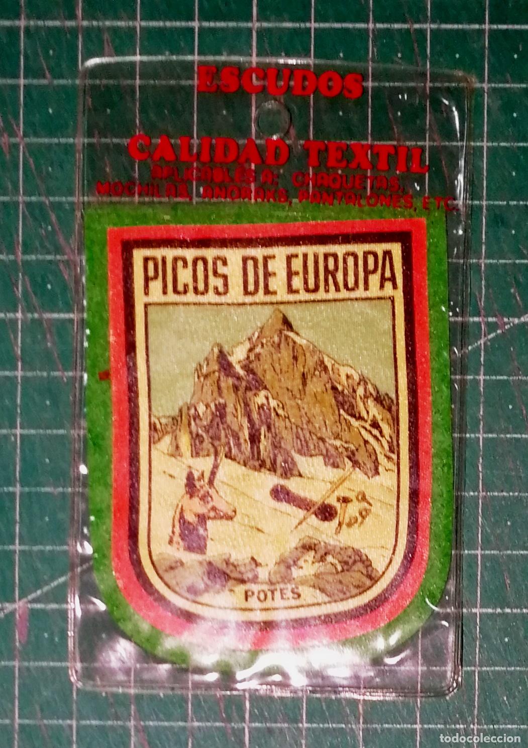 Coleccionismo: PARCHE. TELA. PAPEL SOBRE FIELTRO. ESCUDO PICOS DE EUROPA, POTES. - ESCUDOS CALIDAD TEXTIL. - 8x6 cm