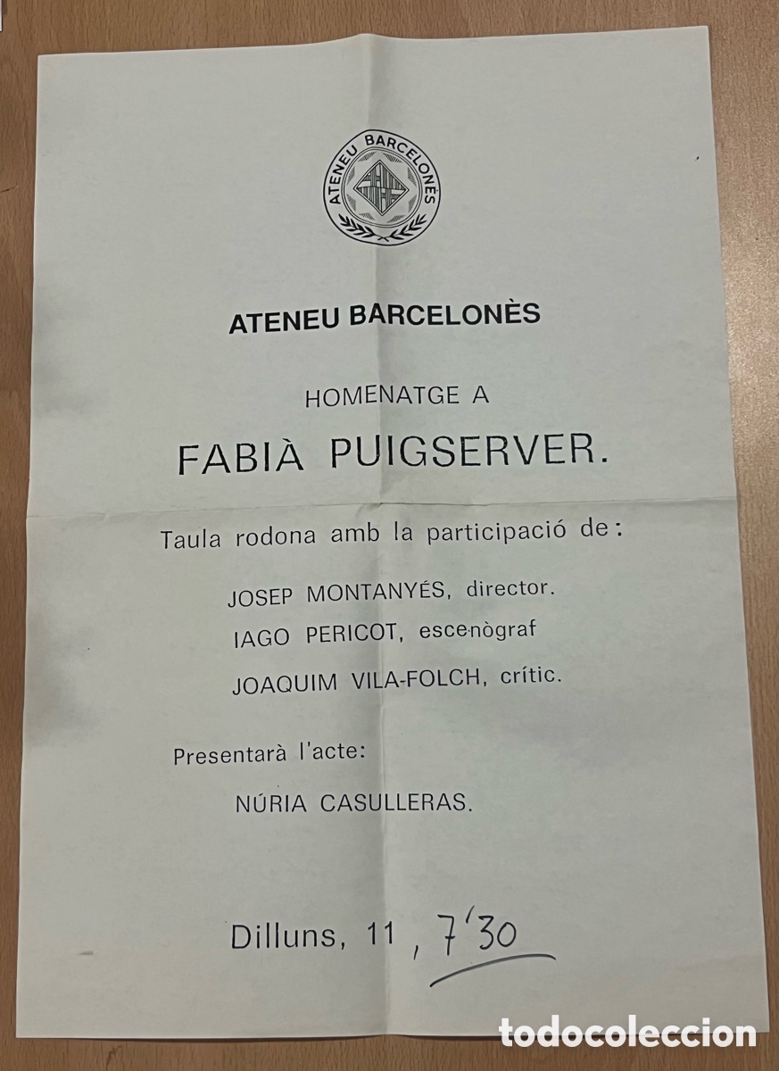 Coleccionismo: ATENEU BARCELON&Egrave;S - HOMENATGE A FABI&Agrave; PUIGSERVER - 42 X 29 CM