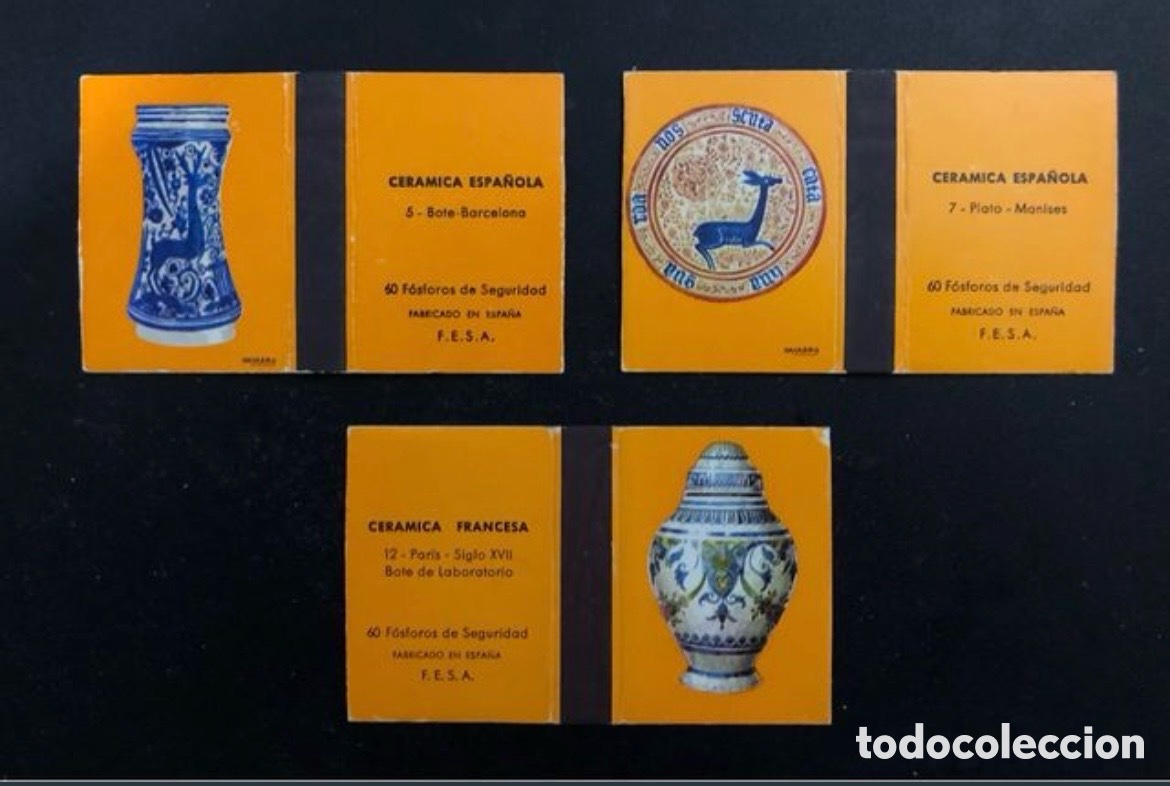 Collezionismo: CAJAS DE CERILLAS FESA CER&Aacute;MICA ESPA&Ntilde;OLA NARANJAS
